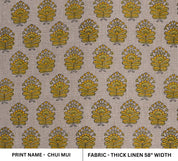 Thick Linen 58" Wide Indian hand block Floral print, fabric by the yard, Hand made upholstery sofa cover - CHUI MUI