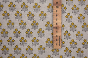 Hand Block Print, Pure Linen 58" Wide, Floral Printed, Sewing Fabric, Pillow Cushion Cover, Upholstery Linen - KESARIYA