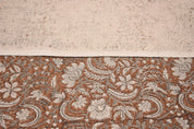Thick Linen 58" Wide, Handmade Natural Fabric Brown Floral Print, Farmhouse Decorative Pillows and Table Cloth - KUNDANVAN