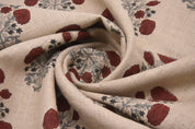 Thick Linen 58" Wide, Red Outdoor Pillow Cover, Handmade Block Print, Decorative Curtain and Table Cover - SWADESH