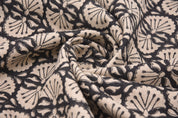 Thick linen 58" Wide, Black Floral Hand block Linen Pillow Cover, Indian Upholstery Fabric Cushion Cover, Table Cloth - BIJHNI
