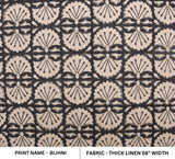 Handblock Printed Sustainable Throw Black Floral Designer Thick Linen Fabric - BIJHNI