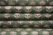 Thick Linen 58" Wide Indian hand block floral print, fabric by the yard, hand made upholstery sofa cover - PANKHUDI