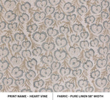 HEART VINE Hand Block Print Pure Linen fabric