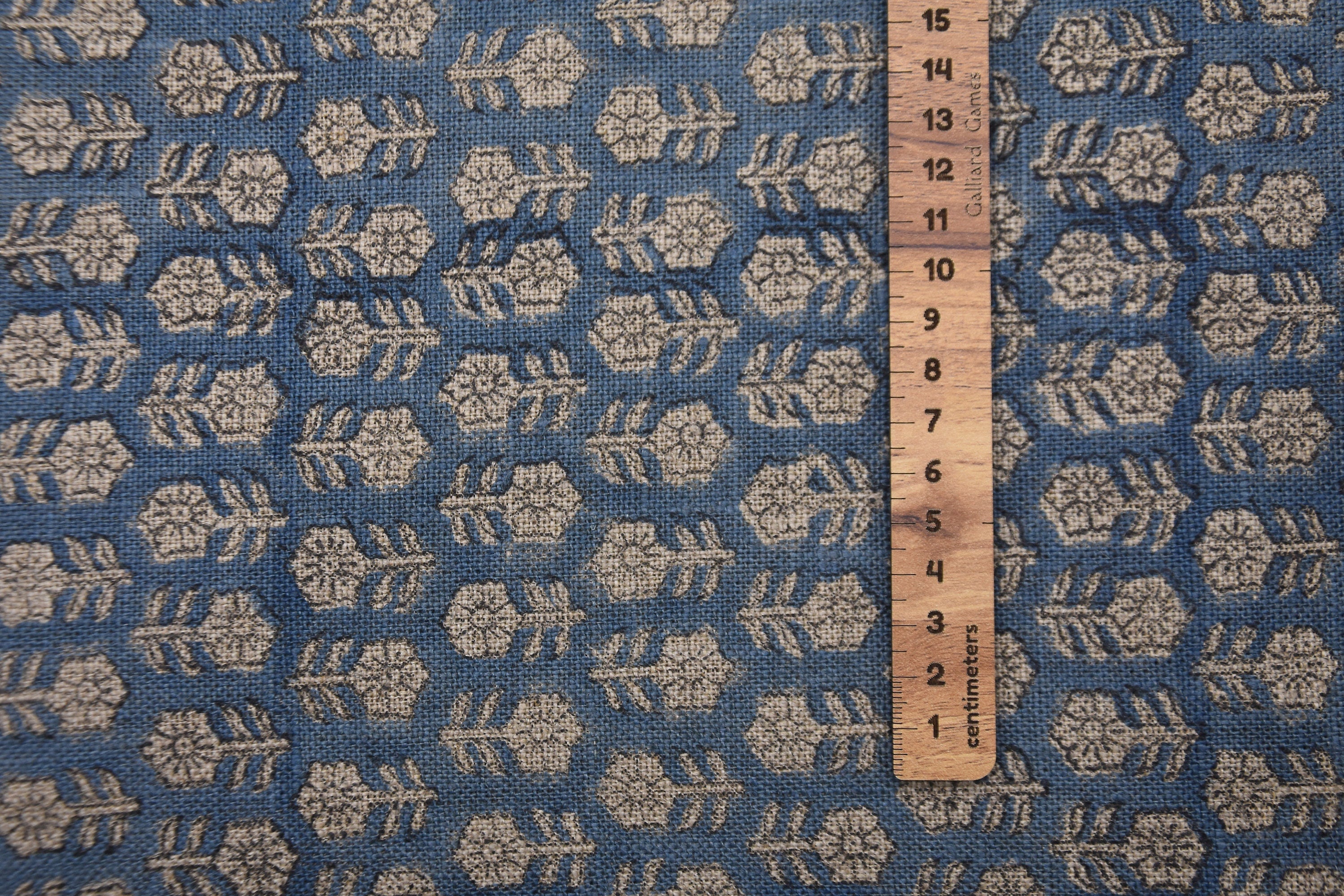 Block Print Thick Linen 58" Wide, handblock floral curtains, Indian fabric Cushion Cover, Blue color linen - Tusli Butti