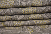 Thick Linen 58" Wide Block Print Fabric, Indian Cushion Cover, Throw Pillow cover, Floral Print, Upholstery  fabric print - Meraki Yellow
