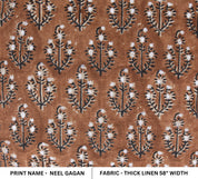 Block print Thick linen 58" wide, Indian fabric, floral print pillow cover, table cloth, handloom curtains, linen by yards - NEEL GAGAN