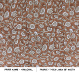 “Block Print Brown Gray Linen Throw Window Treatments - Himachal