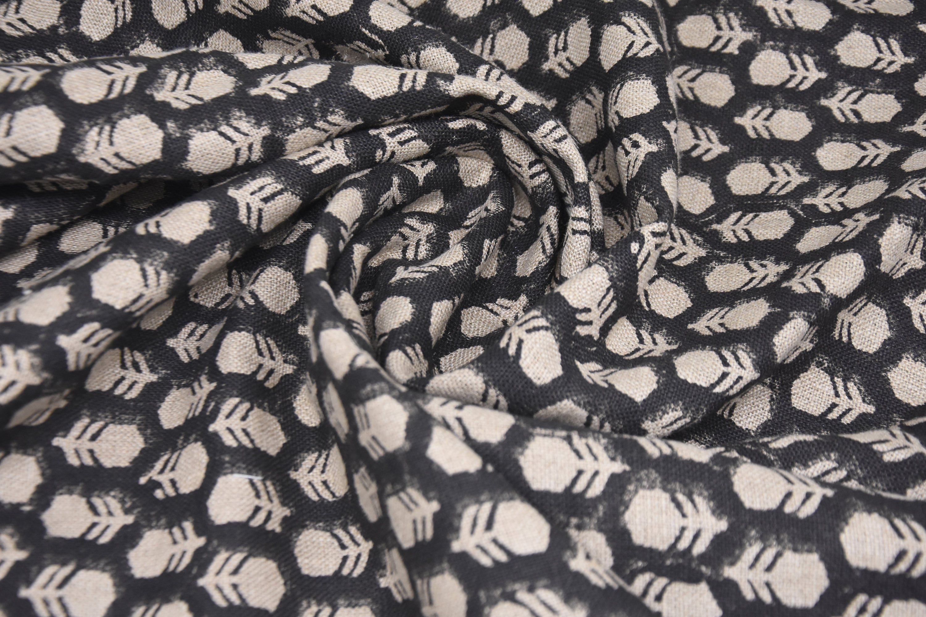 Thick Linen 58" Wide India Block Print, Upholstery fabric, Cushion Cover, Organic fabric print, handmade Block print - TULSI BUTTI