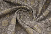 Thick Linen 58" Wide Block Print Fabric, Indian Cushion Cover, Throw Pillow cover, Floral Print, Upholstery  fabric print - Meraki Yellow