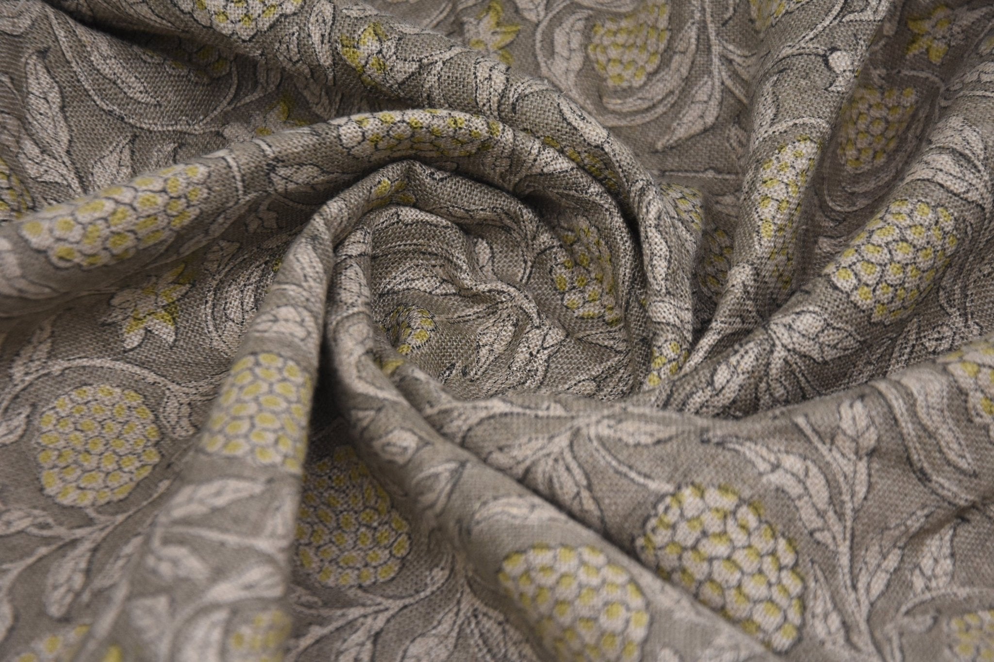 Thick Linen 58" Wide Block Print Fabric, Indian Cushion Cover, Throw Pillow cover, Floral Print, Upholstery  fabric print - Meraki Yellow