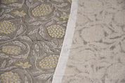 Thick Linen 58" Wide Block Print Fabric, Indian Cushion Cover, Throw Pillow cover, Floral Print, Upholstery  fabric print - Meraki Yellow