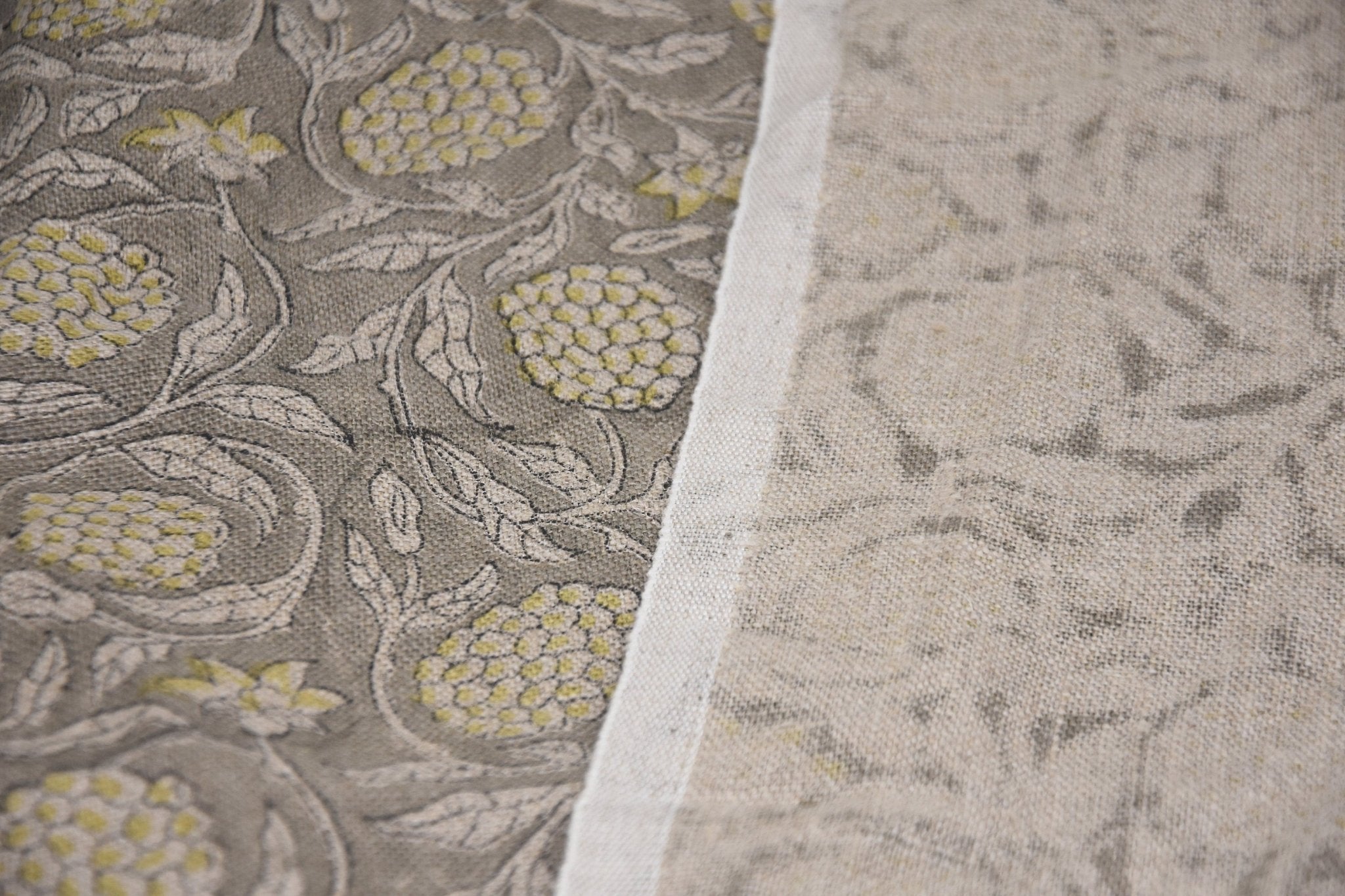 Thick Linen 58" Wide Block Print Fabric, Indian Cushion Cover, Throw Pillow cover, Floral Print, Upholstery  fabric print - Meraki Yellow