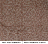 Handcrafted Brown Floral Block Printed Fabric For Home Decor on Thick Linen - OLA VRISHTI