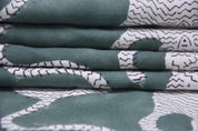 Duck Canvas 50" wide, handmade block print fabric, Cushion cover, block print green, pillow cover, Hand block fabric - MUSHKRAAJ