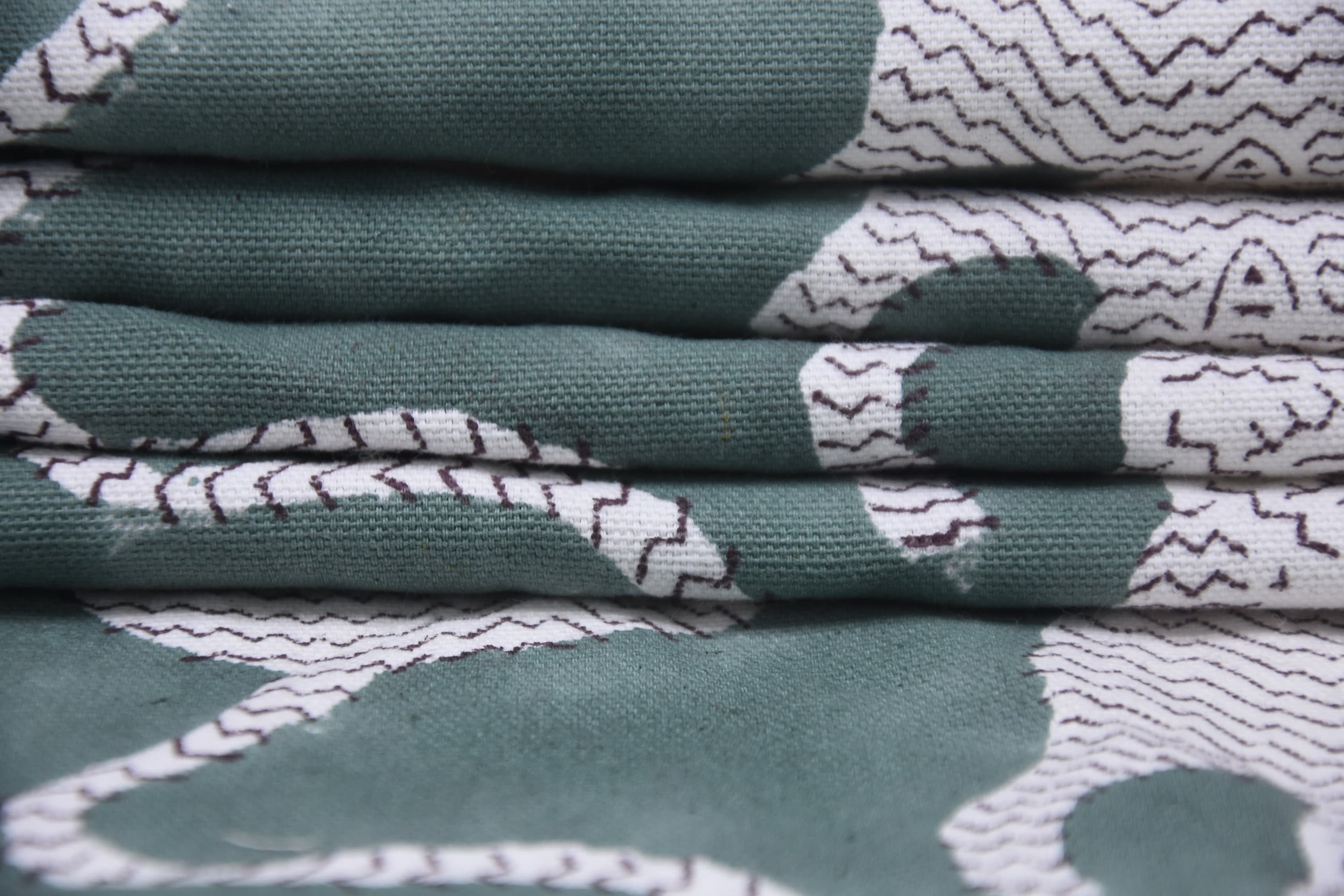 Duck Canvas 50" wide, handmade block print fabric, Cushion cover, block print green, pillow cover, Hand block fabric - MUSHKRAAJ