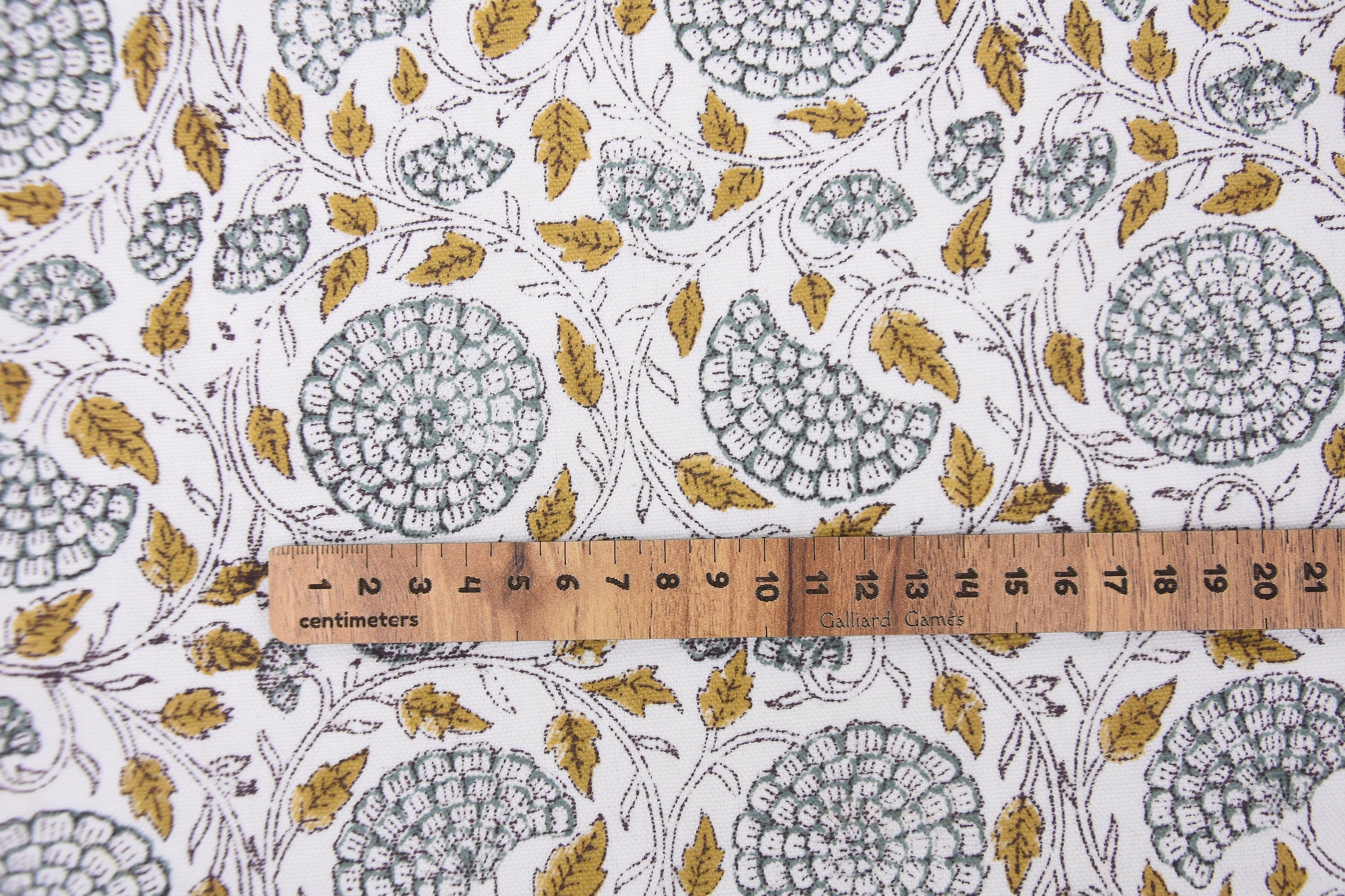 Duck Canvas 50" wide, handmade block print fabric, Cushion cover, block print green, pillow cover, Hand block fabric - MUSHKRAAJ