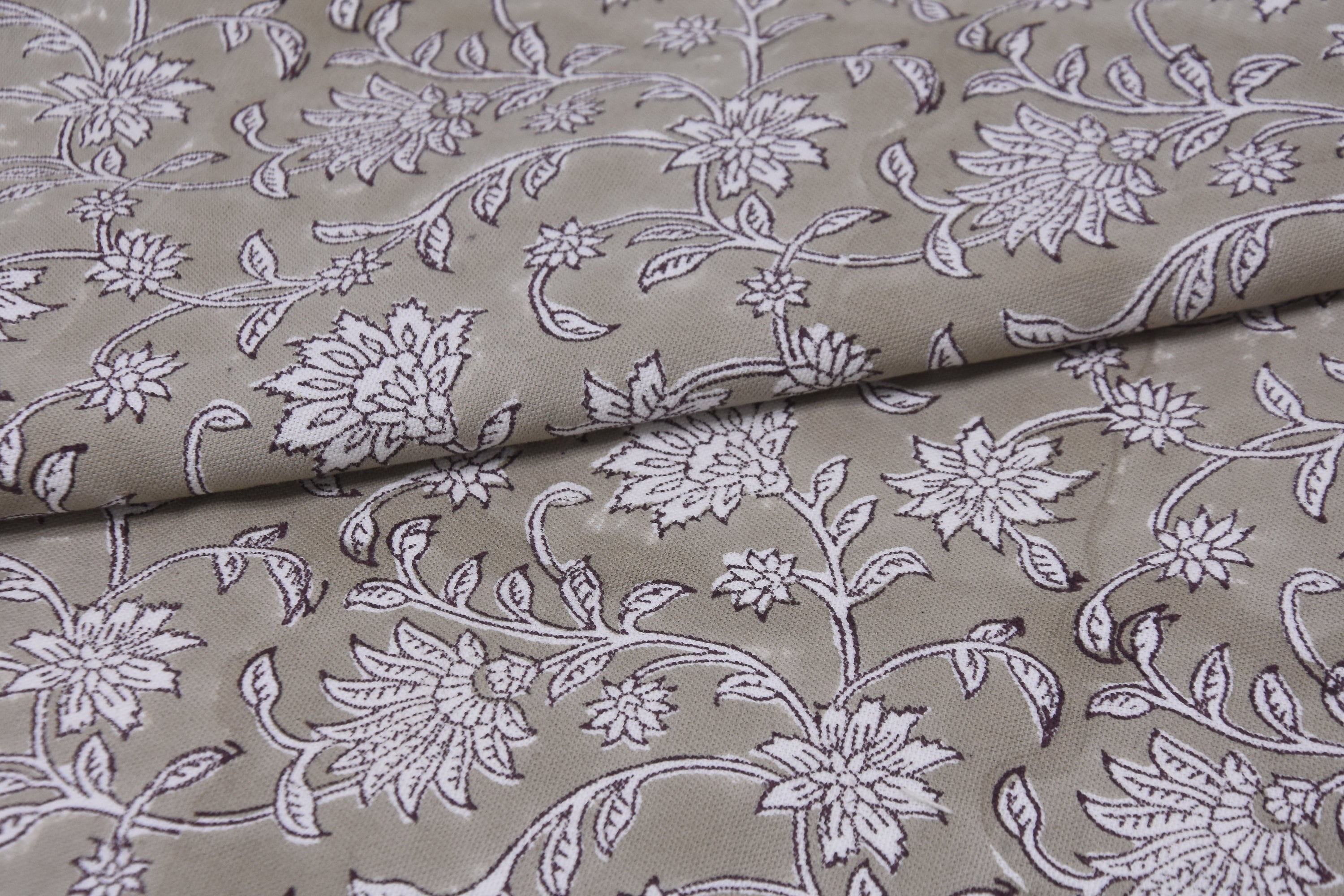 Hand Block Print Thick Cotton 44" Wide Printed Curtain Indian Fabric by the Yard Pillow Cover - JALDHARA