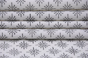 Hand Block Thick Cotton White 63" Wide Sofa and Table Cloth with Black Design Window Curtains Handloom Pattern Boho Decor - CHINGARI