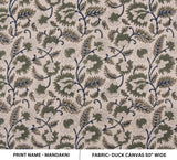 Handcrafted Throw Drak Green Leaf Printed Premium Duck Canvas Fabric for Cushion Cover - MANDAKNI