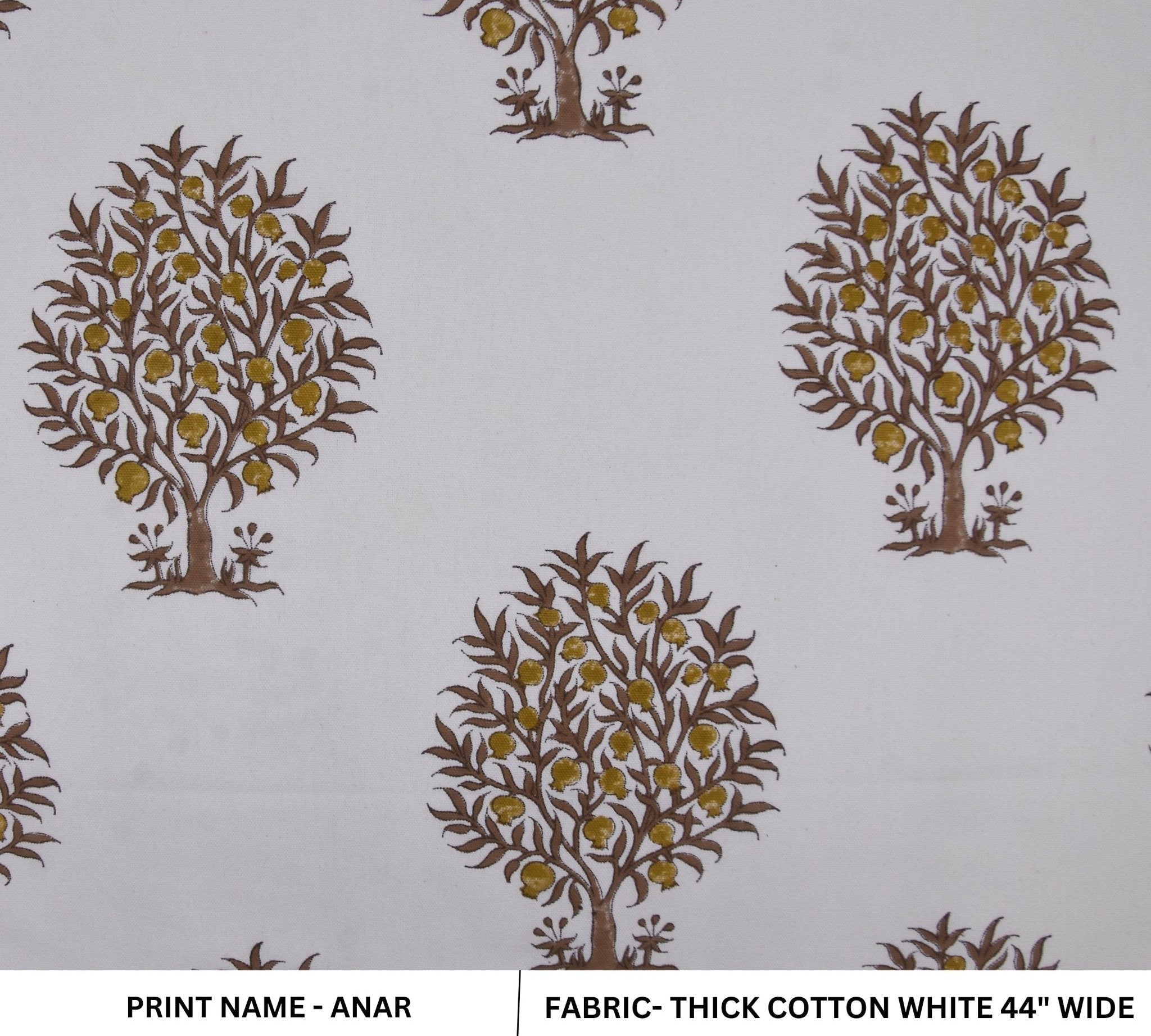 Hand block Thick Cotton White 63" wide, cushion covers, Indian fabric, decorative table cloth, printed fabric - ANAR
