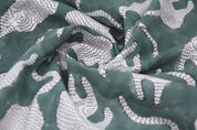 Duck Canvas 50" wide, handmade block print fabric, Cushion cover, block print green, pillow cover, Hand block fabric - MUSHKRAAJ