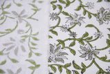 JAL DHARA Hand Block Print Off-White Linen Fabric