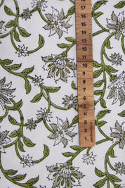 Block Print Off-White Linen 58 Wide Indian Floral Print Fabric by the Yard Handmade Upholstery Sofa Cover Cushion Cover - JALDHARA