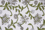 Block Print Off-White Linen 58 Wide Indian Floral Print Fabric by the Yard Handmade Upholstery Sofa Cover Cushion Cover - JALDHARA