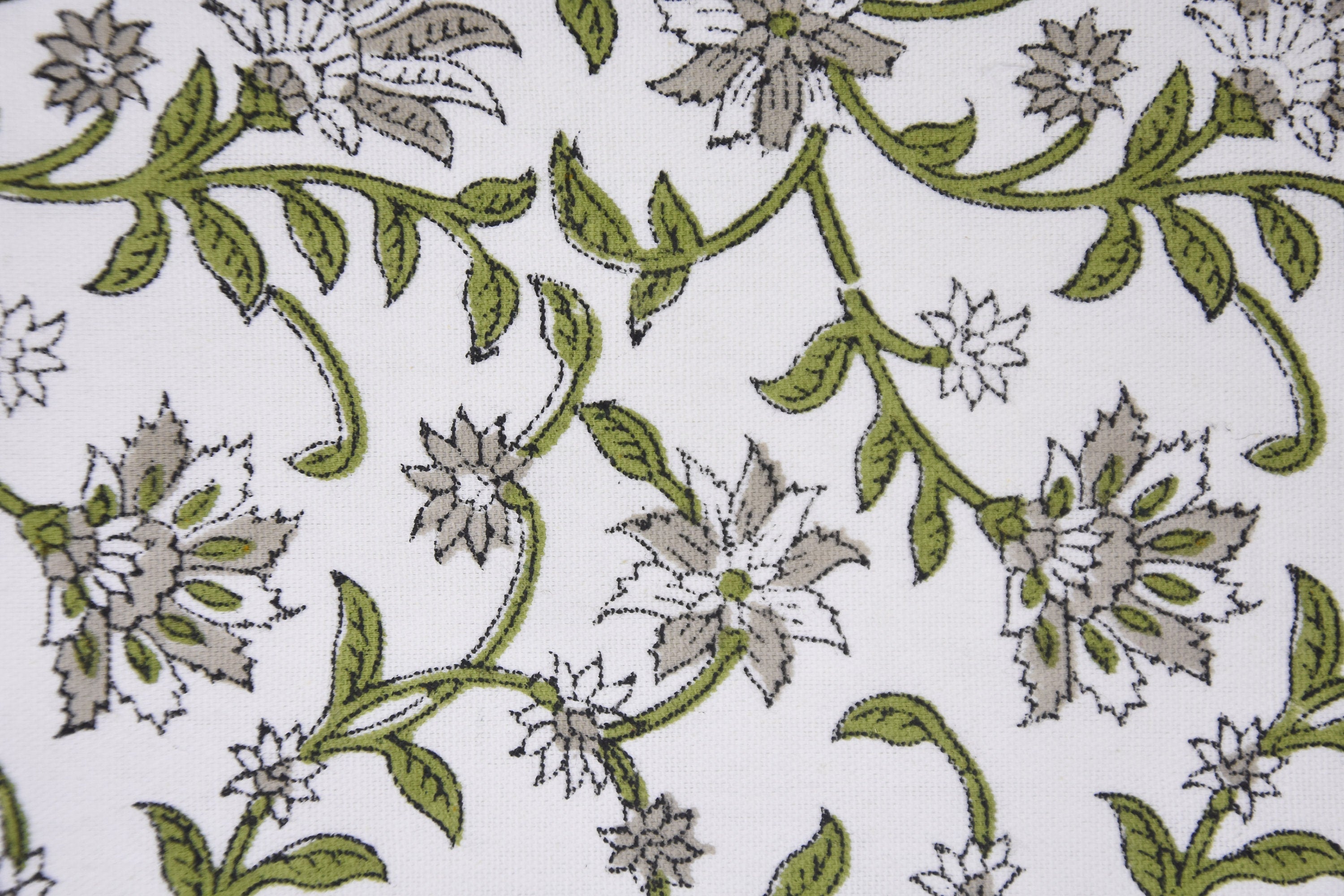 Block Print Off-White Linen 58 Wide Indian Floral Print Fabric by the Yard Handmade Upholstery Sofa Cover Cushion Cover - JALDHARA