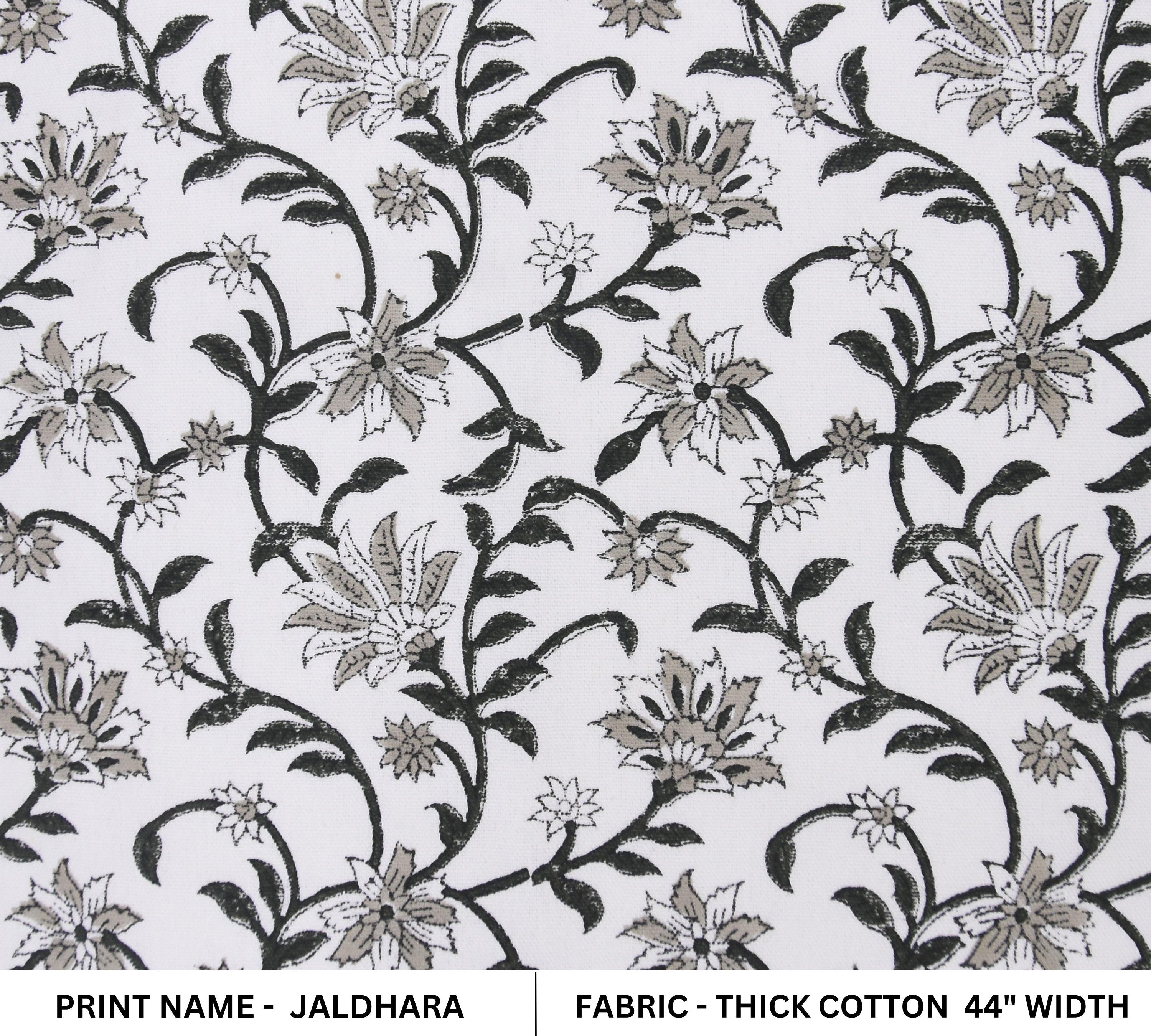 Handmade Thick Cotton 44" Wide Hand-Blocked Fabric Printed Curtain Indian Fabric Fabric by the Yard Pillow Cover - JALDHARA