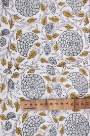 Duck Canvas 50" wide, handmade block print fabric, Cushion cover, block print green, pillow cover, Hand block fabric - MUSHKRAAJ
