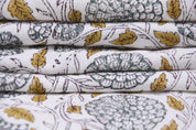 Duck Canvas 50" wide, handmade block print fabric, Cushion cover, block print green, pillow cover, Hand block fabric - MUSHKRAAJ