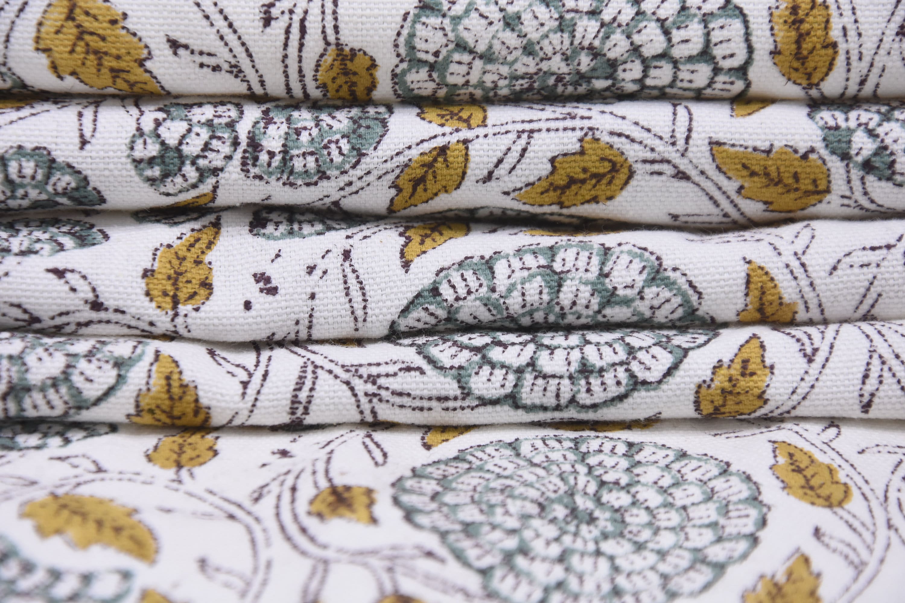 Duck Canvas 50" wide, handmade block print fabric, Cushion cover, block print green, pillow cover, Hand block fabric - MUSHKRAAJ