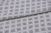 Hand Block Thick Cotton White 63" Wide Sofa and Table Cloth with Black Design Window Curtains Handloom Pattern Boho Decor - CHINGARI