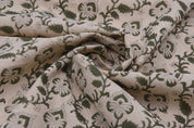 Block Print Duck Canvas 50" Wide - Handmade Indian Cushion Cover Decorative Curtain and Tablecloth with Floral Print Block - MADHUBALA