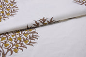Hand block Thick Cotton White 63" wide, cushion covers, Indian fabric, decorative table cloth, printed fabric - ANAR