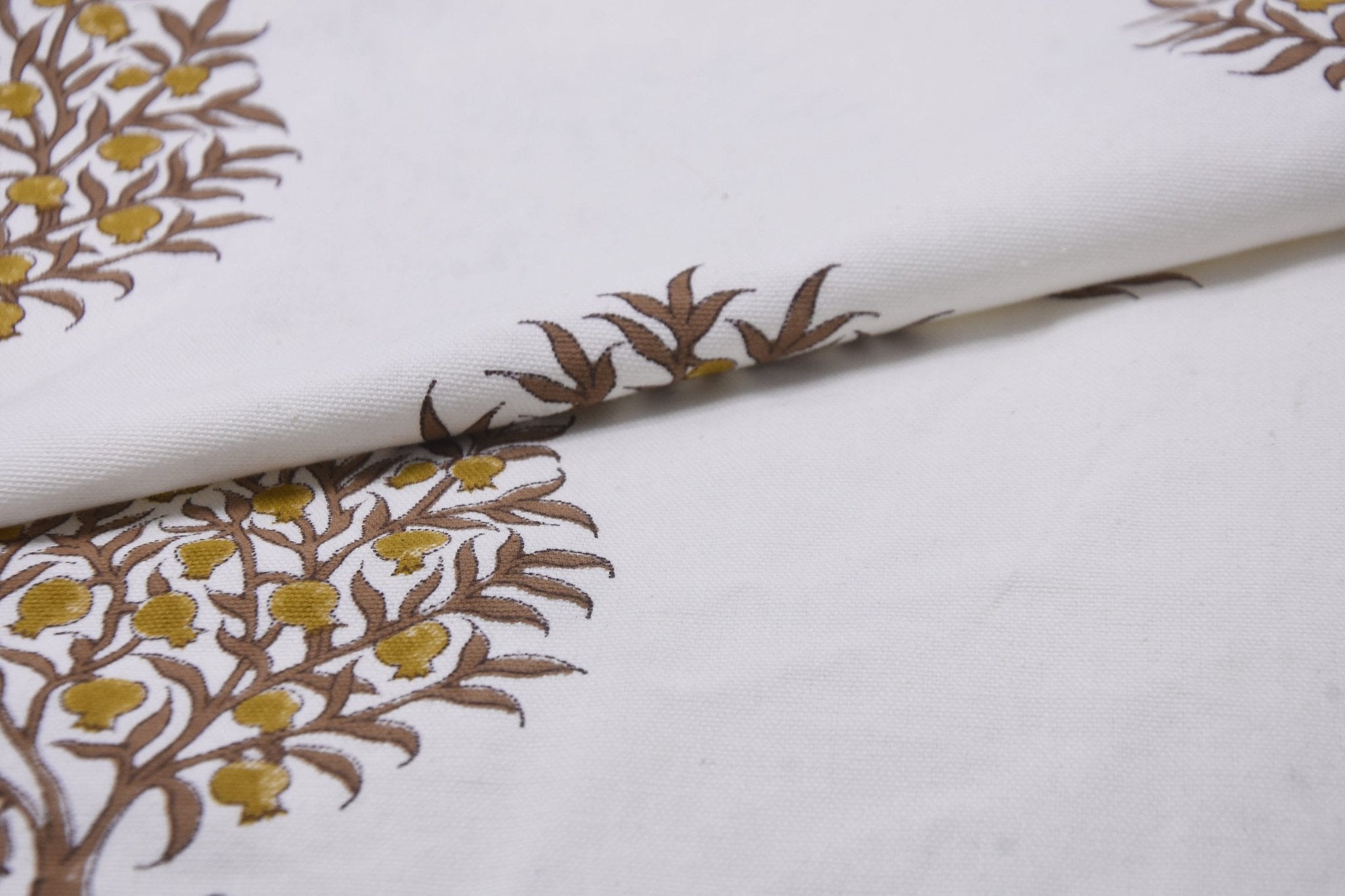 Hand block Thick Cotton White 63" wide, cushion covers, Indian fabric, decorative table cloth, printed fabric - ANAR