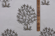 Block print Thick Cotton White 63" wide, Curtains for home, Indian fabric, handmade tree printed fabric - ANAR
