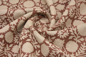 Hand block fabric thick linen 58" wide, hand block print, table cover, linen fabric, Indian cushion fabric, Red - RAJAT