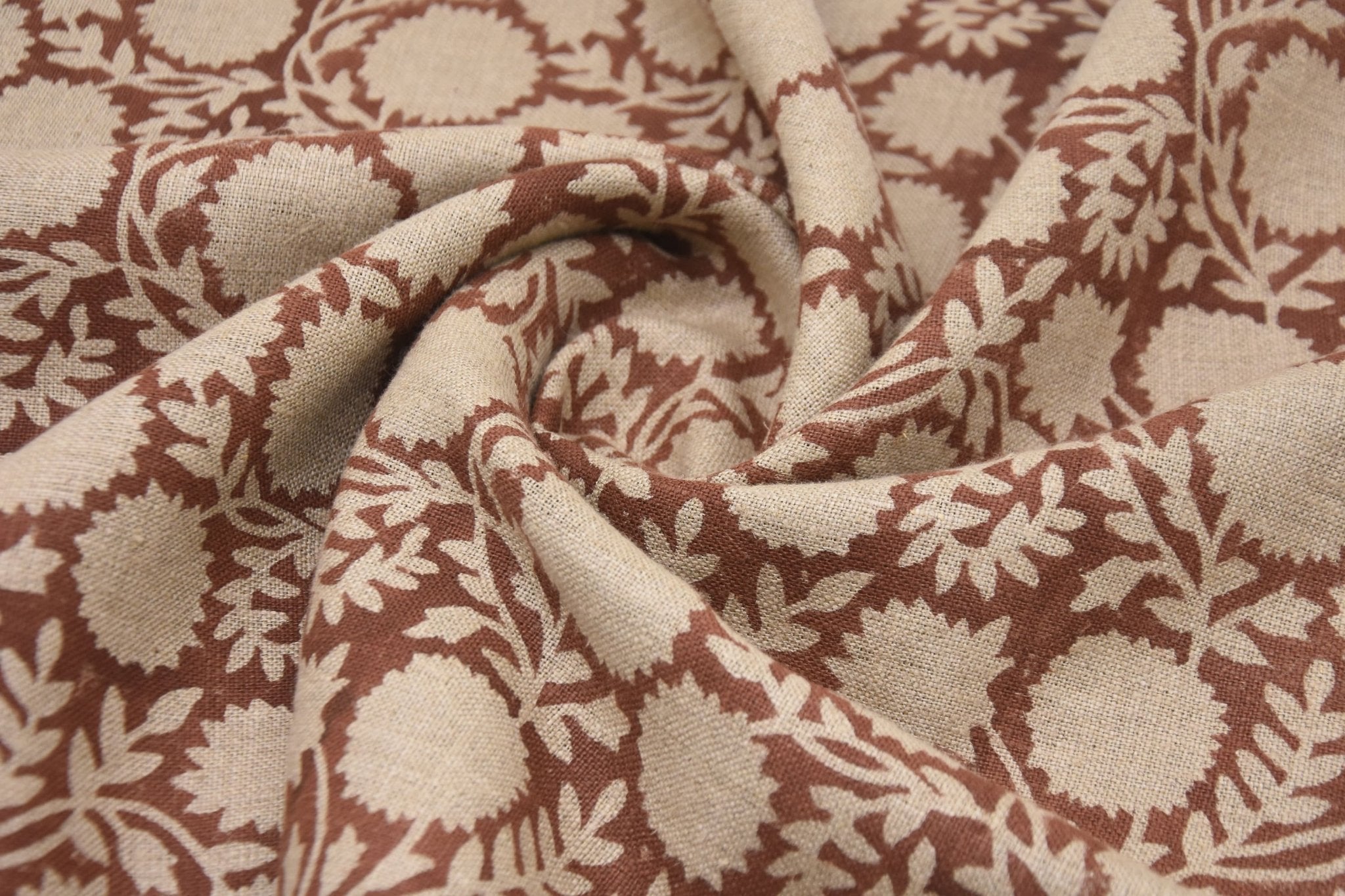 Hand block fabric thick linen 58" wide, hand block print, table cover, linen fabric, Indian cushion fabric, Red - RAJAT