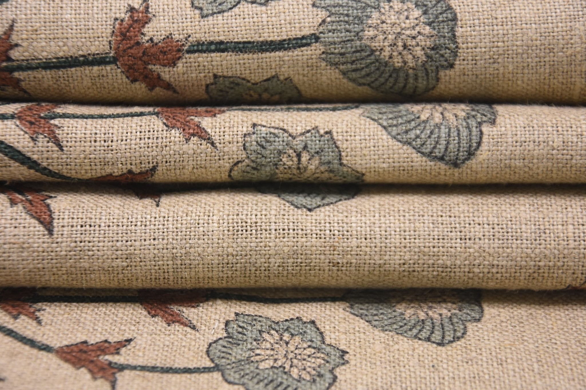 Block print thick linen 58" wide , gray hand block print, Indian cushion cover, linen by yard, sofa and table cover - AMITABH