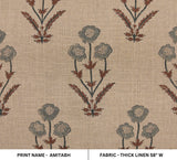 Handblock Printed Sustainability Pillow Cover Thick Linen Throw Fabric for Farmhouse Decor - Amitabh