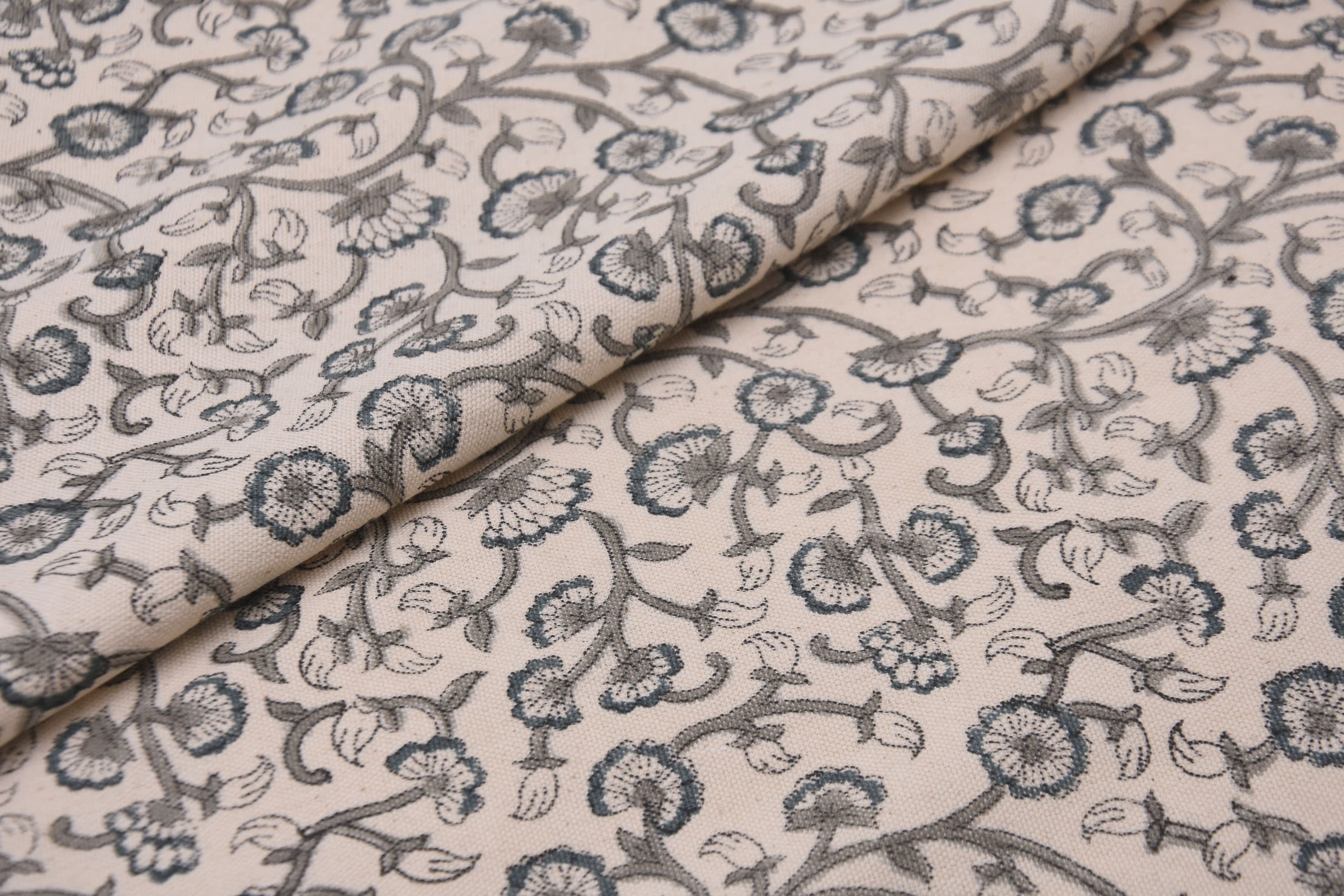 Block print duck canvas 50" wide, cushion cover, upholstery fabric, sofa and table cloth, pillow cover, quilting fabric - HIMACHAL