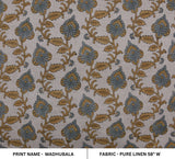 Hand Block Printed Gray & Mustard Floral Throw in Pure Linen Fabric Perfect for Sofa Covers - MADHUBALA