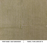 Handmade Artisan Lining Green Block Printed Pure Linen Fabric For Farmhouse - SAAT SAMUNDAR