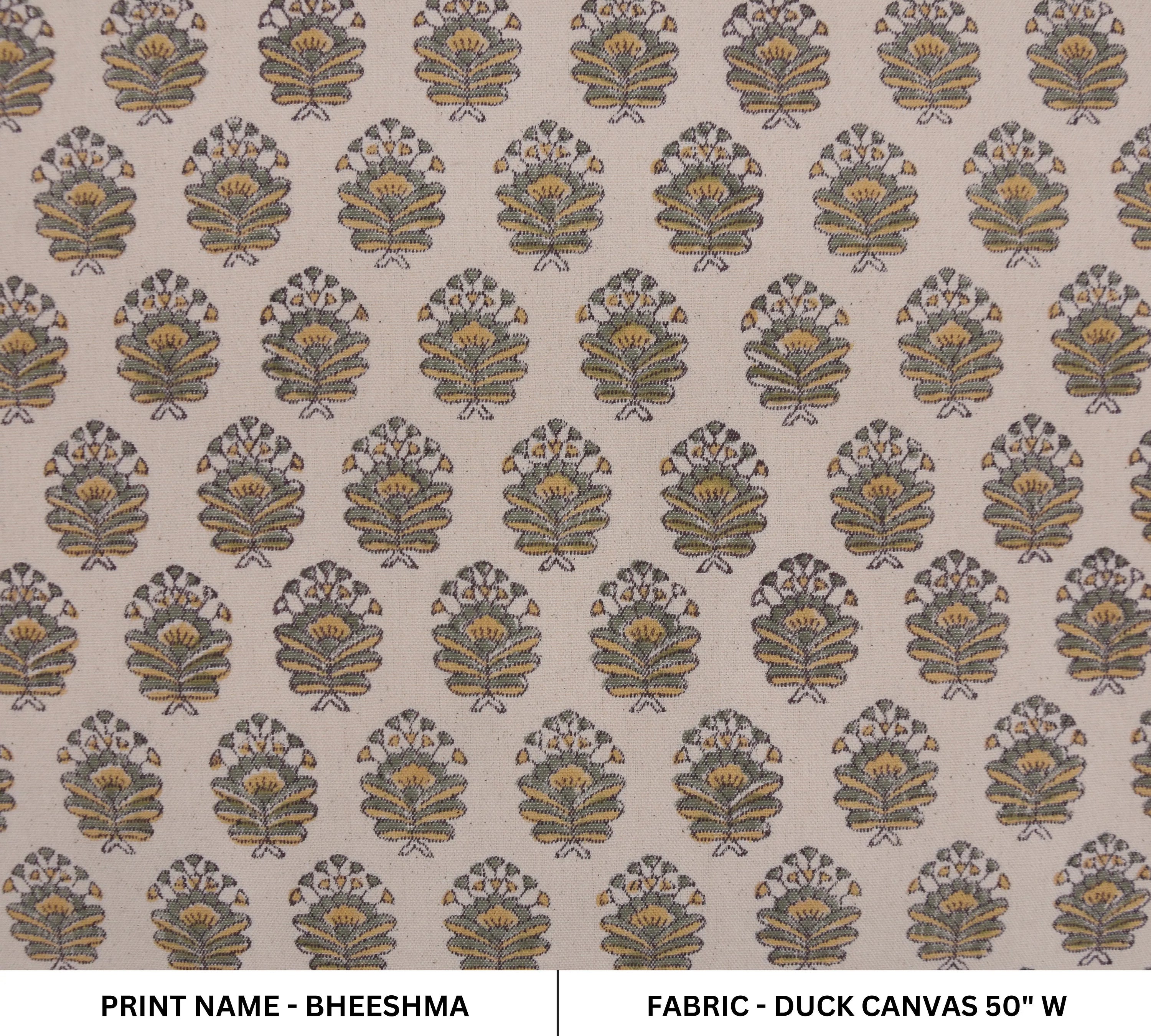 Block print duck canvas 50" wide, window curtains, fabric pillow cover, linen cushions and tablecloth, linen block print - BHEESHMA