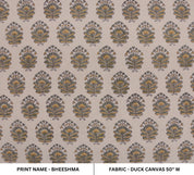 Handblock Printed Boho Green & Mustard Floral Bheeshma Throw in Durable Duck Canvas Fabric