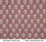 Handmade Block Printed Pink Mini Floral Duck Canvas Fabric For Table Napkins - PINKCITY JAAL