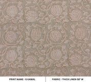 Block print thick linen 58" wide, hand block linen for cushions and pillows, linen napkins, linen fabric, window curtains - 6 KAMAL